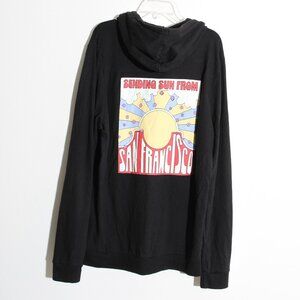 Marine Layer Men's Afternoon Hoodie Black Sending Sun From San Francisco Medium